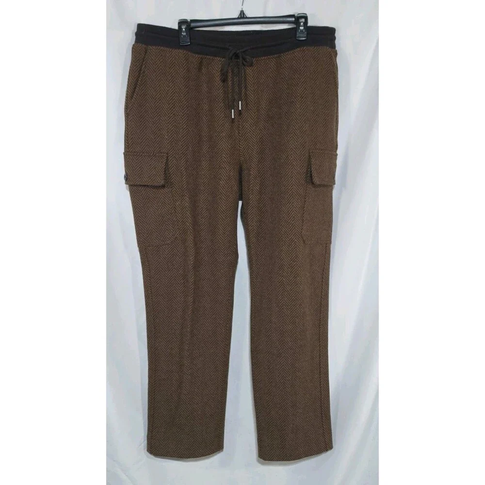 Banana Republic Mens XL Wool Blend Twill Cargo Jogger Pants Dark Spiced Rum EUC
